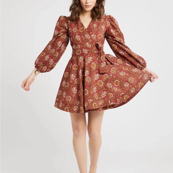 Mille Nan Wrap Dress in Cinnabar Medium NWT $298 - Picture 6 of 8